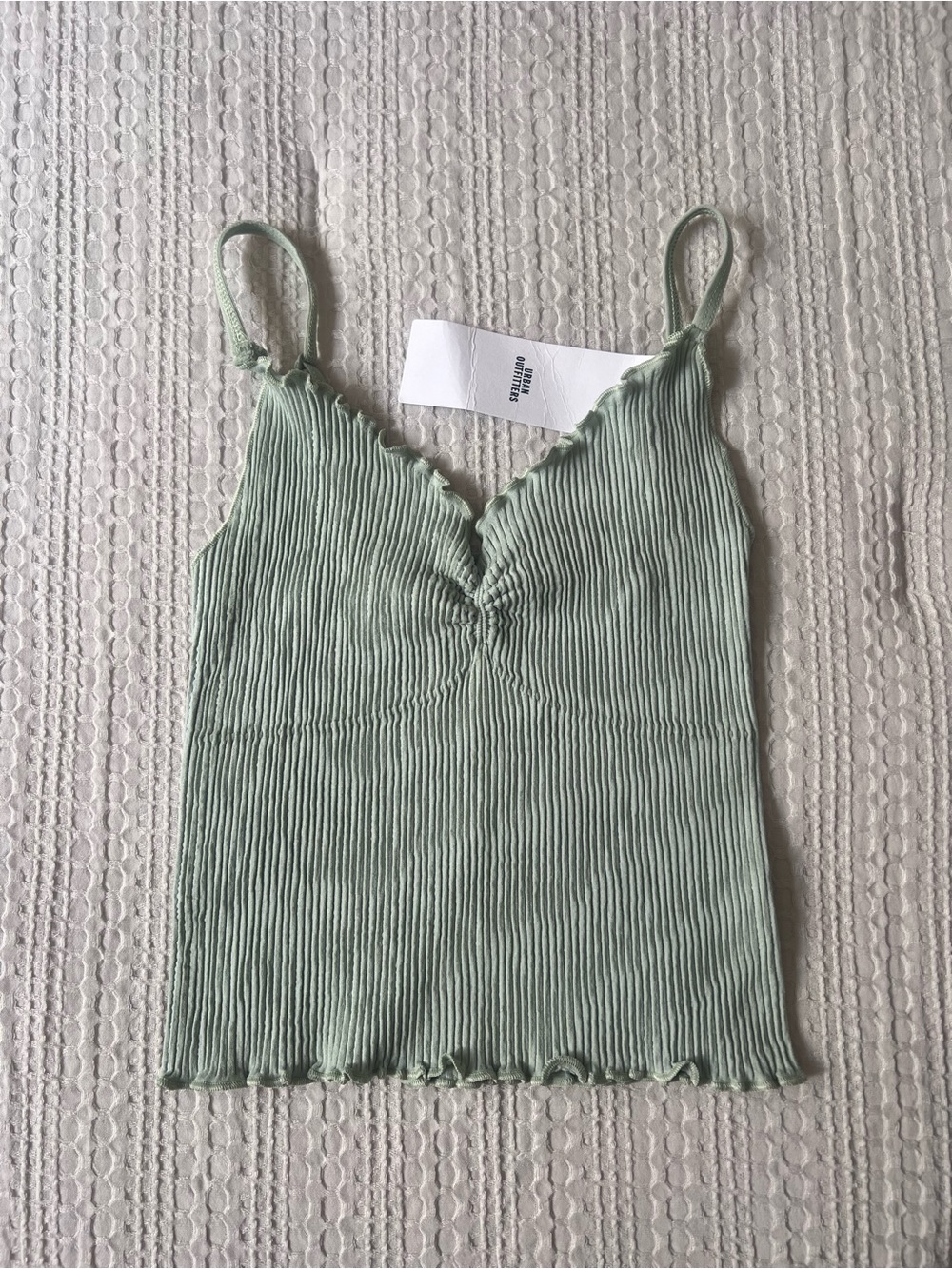 Urban Outfitters Sage Green & Cream Ribbed Layered Cami Set - Picture 5 of 5